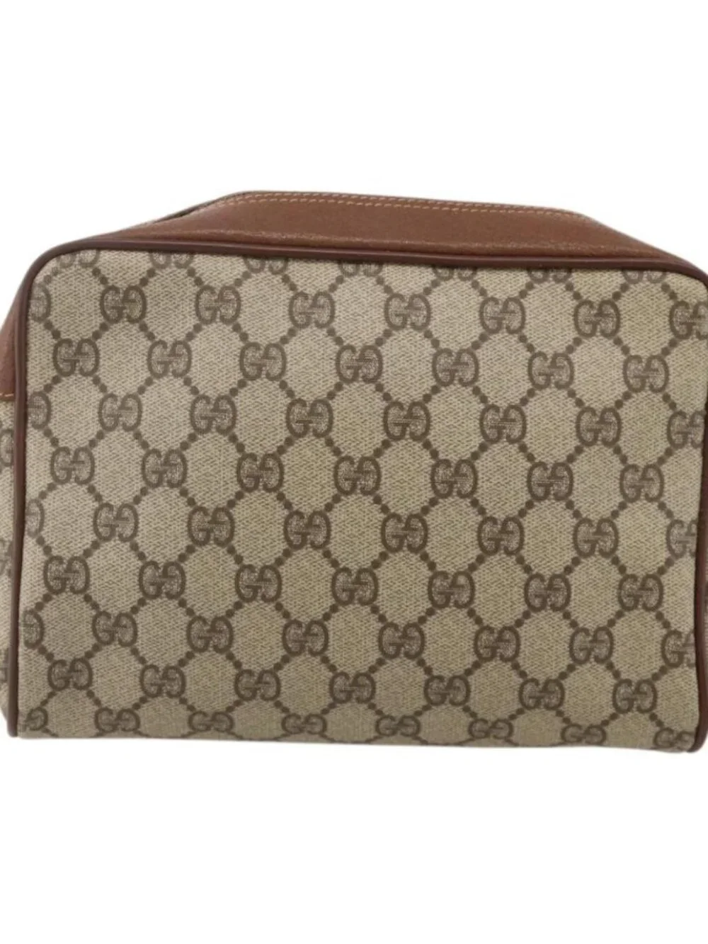 GUCCI GG Supreme Web Sherry Line Bag PVC Beige Gold 001 56 6655 Auth YKZ1519